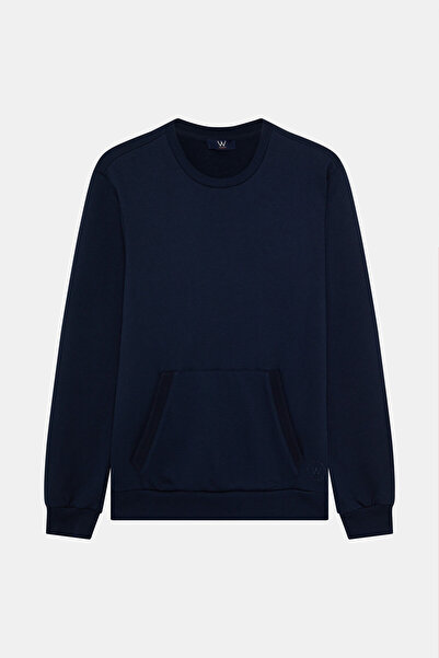 W Collection LACİVERT BİSİKLET YAKA UZUN KOLLU SWEATSHİRT