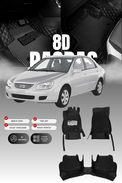 stiloto Kia Cerato (2003-2008) 8D Deri Havuzlu Oto Paspas | Tam Koruma,Araca ...