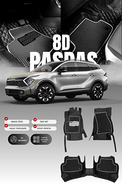 stiloto Kia Sportage (2021 ve sonrası) 8D Deri Havuzlu Oto Paspas | Tam Korum...
