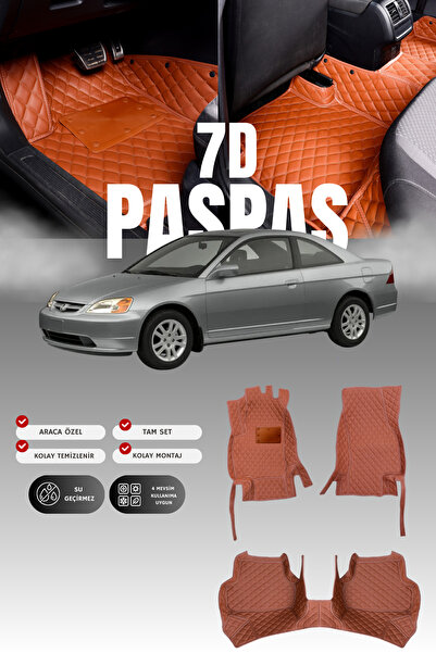 stiloto سجادة أرضية جلدية للسيارة هوندا سيفيك ES (2001-2005) 7D |   حماية كام...