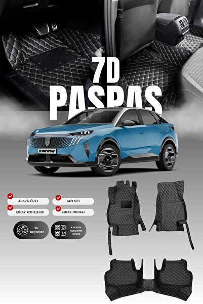 stiloto Peugeot 3008 Mild-Hibrit (2024 ve sonrası) 7D Deri Havuzlu Oto Paspas...