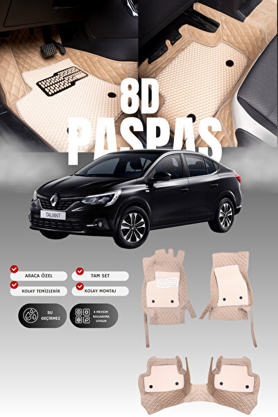 stiloto سجادة أرضية للسيارة من الجلد من نوع 8D لسيارة رينو تيلانت (2021 وما ب...