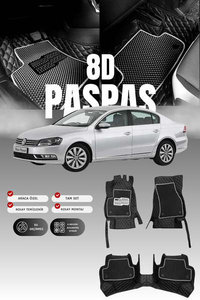 stiloto Volkswagen Passat B7 (2011-2014) 8D Deri Havuzlu Oto Paspas | Tam Kor...