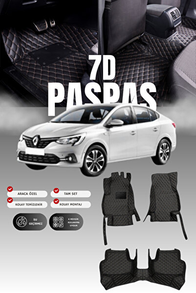 stiloto سجادة أرضية للسيارة من الجلد من نوع 7D لسيارة رينو تيلانت (2021 وما ب...