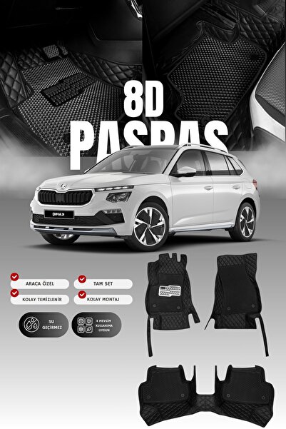 stiloto Skoda Kamıq (2019 ve sonrası) 8D Deri Havuzlu Oto Paspas | Tam Koruma...
