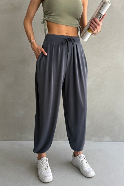 Ulino Cepli Pileli Rahat Örme Şalvar Pantolon