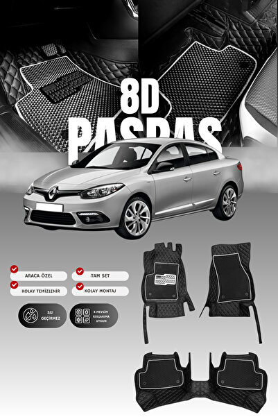 stiloto Renault Fluence (2009-2016) 8D Deri Havuzlu Oto Paspas | Tam Koruma,A...