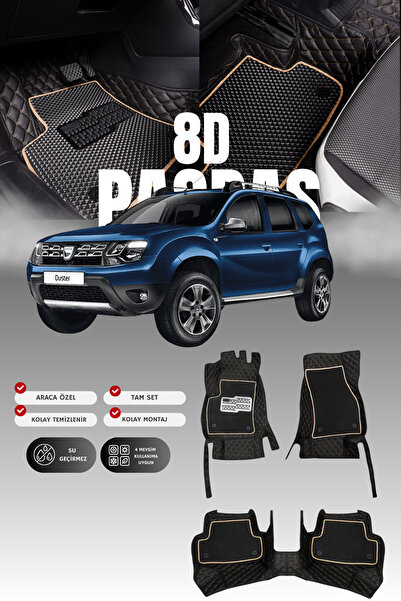 stiloto Dacia Duster (2010-2017) 8D Deri Havuzlu Oto Paspas | Tam Koruma,Arac...