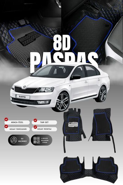 stiloto سجادة أرضية جلدية للسيارة سكودا رابيد (2013-2019) 8D |   حماية كاملة،...