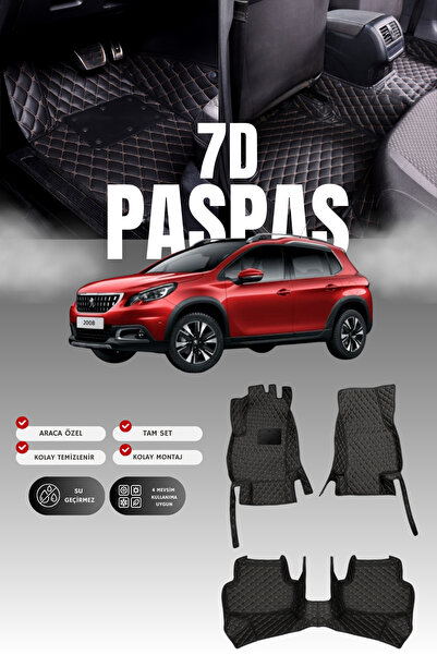 stiloto دواسة سيارة جلدية لبيجو 2008 (2013-2019) بتصميم حوض سباحة سباعي الأبع...