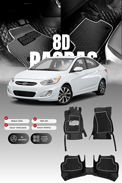 stiloto Hyundai Accent Blue (2011-2017) 8D Deri Havuzlu Oto Paspas | Tam Koru...