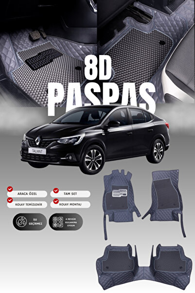 stiloto سجادة أرضية للسيارة من الجلد من نوع 8D لسيارة رينو تيلانت (2021 وما ب...