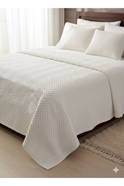 SURGUN ÇEYİZ Welsoft Bedspread with Zigzag Pattern 230X250 2 Pieces Yasitik C...