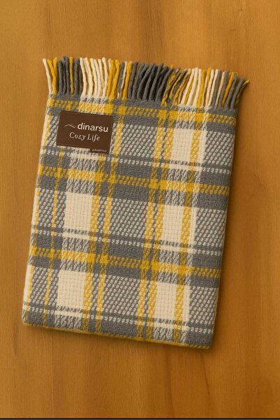 Dinarsu COZY LİFE BATTANİYE GRİ -SARI