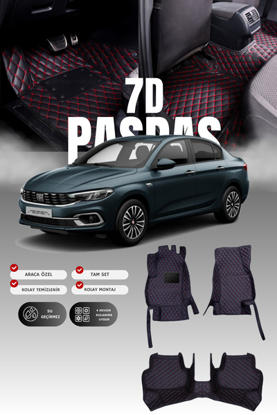 stiloto Fiat Egea (2015 and Later) 7D Leather Pool Auto Mat |   Full Protecti...