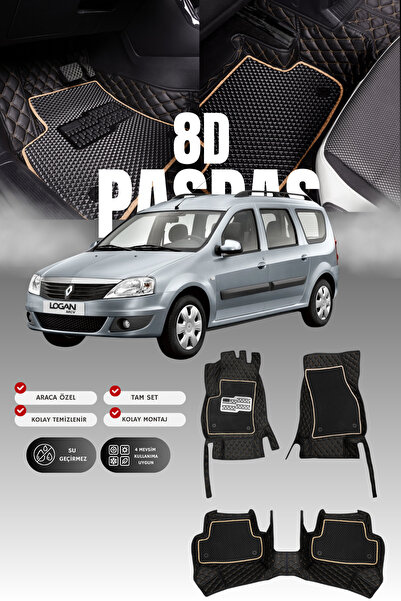 stiloto دواسة سيارة جلدية لداسيا لوجان (2004-2012) طراز 8D |   حماية كاملة، م...