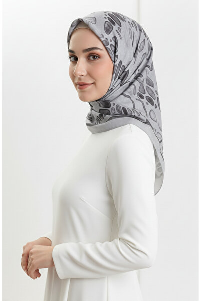 sefamerve Κασκόλ με σχέδιο κεχριμπαρένιο 70326-06 Γκρι