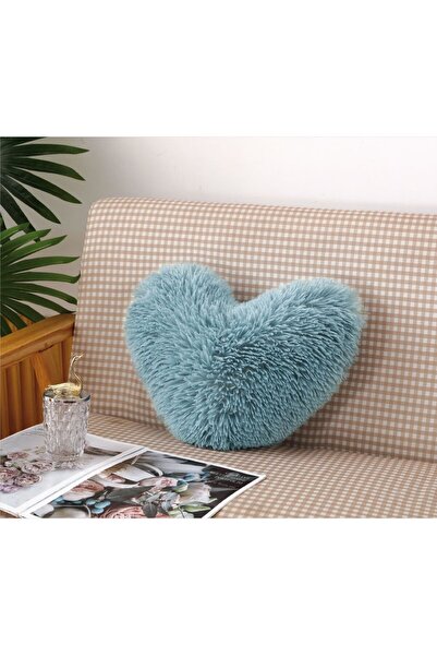 Home Perna Decorativa, Inima, 40x30 cm, Microfibra pufoasa, Albastru