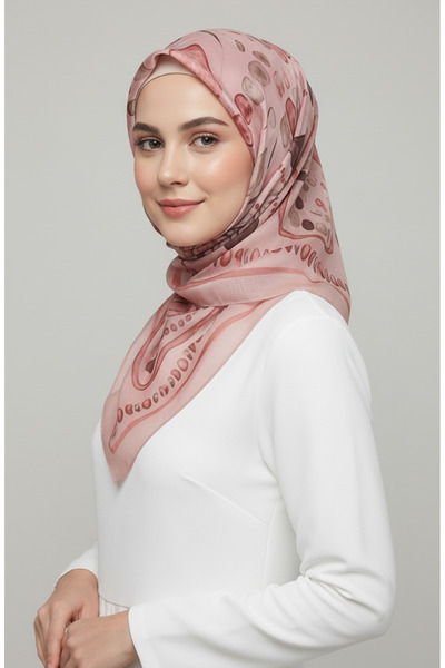 sefamerve Κασκόλ με σχέδιο κεχριμπαρένιο 70326-08 Dusty Rose