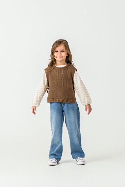 Harika KIDS Girl's Knitwear Vest-Shirt-Denim Pants 3-Piece Set