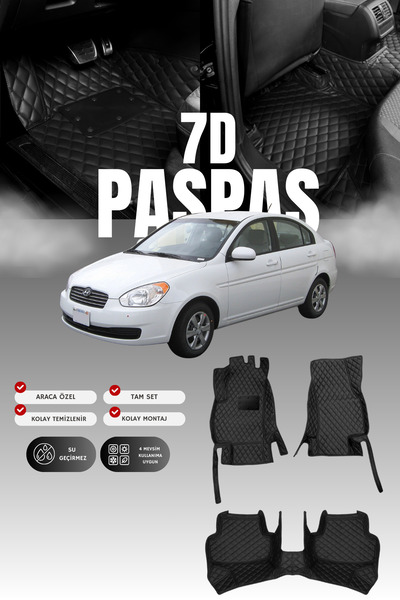 stiloto سجادة أرضية جلدية للسيارة هيونداي أكسنت إيرا (2006-2012) 7D |   حماية...