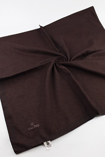 Valino Eșarfă din bumbac de culoare uni 120x120 - Bitter Brown