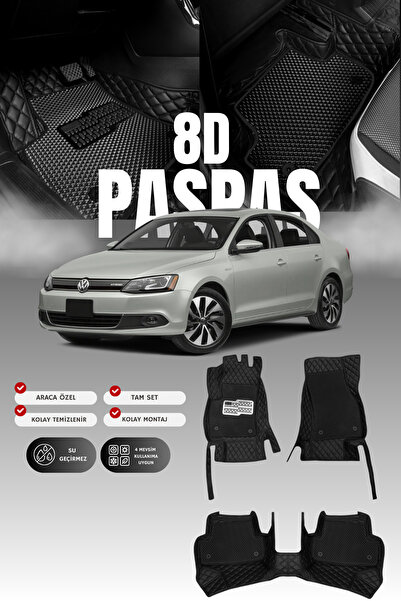 stiloto Volkswagen Jetta (2011-2018) 8D Deri Havuzlu Oto Paspas | Tam Korum,A...
