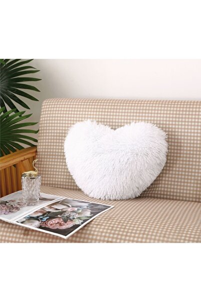 Home Perna Decorativa, Inima, 40x30 cm, Microfibra pufoasa, Alb