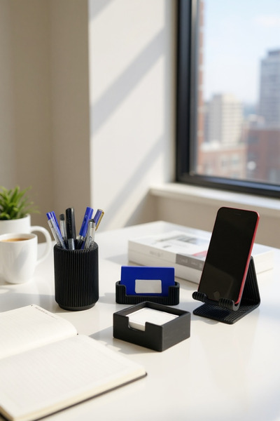 KUKO DESIGN Premium Siyah 4’lü Masaüstü Ofis Organizer Seti – Özel İsim Plaka...