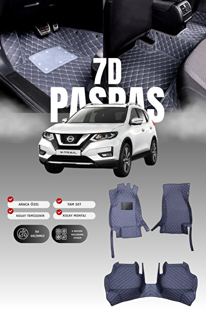 stiloto سجادة أرضية جلدية للسيارة نيسان إكس-تريل (2014-2021) بتصميم 7D |   حم...