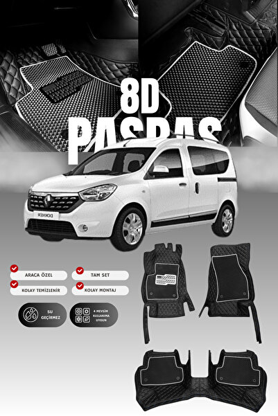 stiloto Dacia Dokker (2012-2021) 8D Deri Havuzlu Oto Paspas | Tam Koruma,Arac...