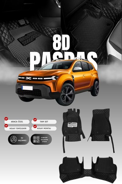 stiloto Renault Duster Eco-G (2024 ve sonrası) 8D Deri Havuzlu Oto Paspas | T...