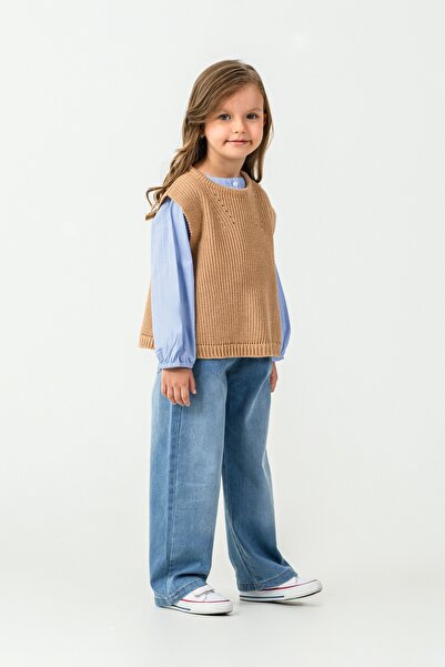 Harika KIDS Girl's Knitwear Vest-Shirt-Denim Pants 3-Piece Set