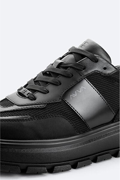 Avva Ανδρικά παπούτσια μαύρα 100% δερμάτινα ελαφριά casual παπούτσια A52Y8021