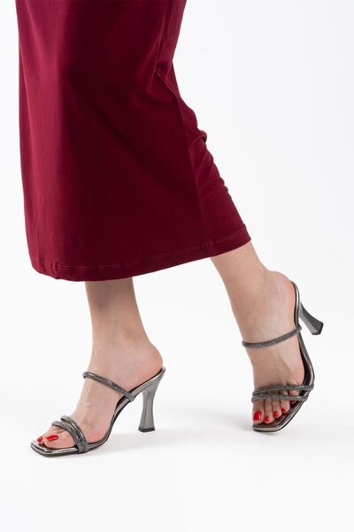 TRENDELLA Alvina Smoked Mirror Stone Women's Heeled Slippers