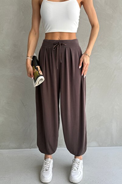 Ulino Cepli Pileli Rahat Örme Şalvar Pantolon