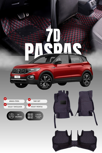 stiloto فولكس فاجن تي-كروس (2022 وما بعده) حصيرة أرضية للسيارة من الجلد 7D | ...