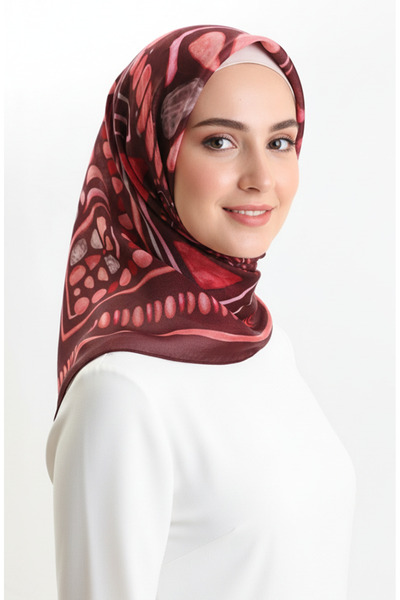 sefamerve Κασκόλ με σχέδιο κεχριμπαρένιο 70326-01 Σκούρο μπορντό