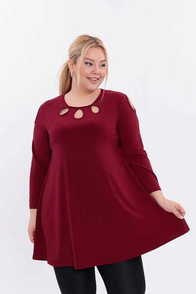 HELVEYS Modern & Stylish Cut Flexible Stretch Fabric Neckline Detail Long Sle...