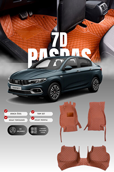 stiloto Fiat Egea (2015 ve sonrası) 7D Deri Havuzlu Oto Paspas | Tam Koruma,A...