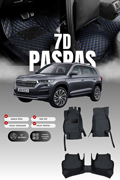 stiloto سجادة أرضية للسيارة من الجلد لسيارة سكودا كودياك بنزين وديزل (2024 وم...