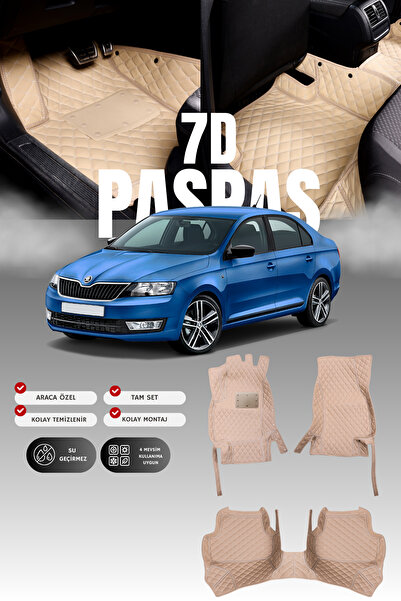 stiloto سجادة أرضية جلدية للسيارة سكودا رابيد (2013-2019) 7D |   حماية كاملة،...