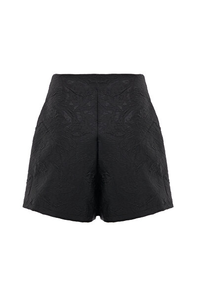 Eight Fashion Women's Black Patterned Stylish Mini Jacquard Shorts Skirt