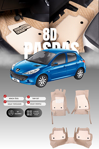 stiloto دواسة سيارة جلدية لبيجو 206 (1998-2010) طراز 8D |   حماية كاملة، قص م...