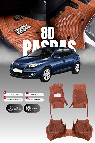 stiloto دواسة سيارة جلدية لرينو ميجان 3 (2009-2016) 8D |   حماية كاملة، قص مخ...