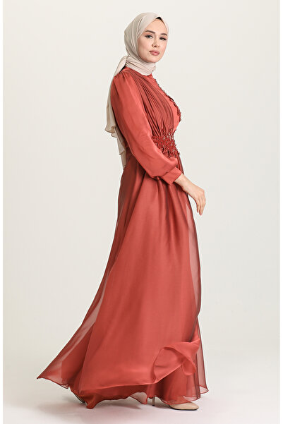 sefamerve Beaded Evening Dress 4866-03 Tile