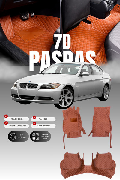 stiloto سجادة أرضية جلدية للسيارة بي إم دبليو الفئة الثالثة E90 (2005-2013) ب...