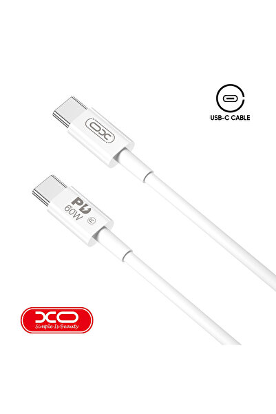 Xo Cablu USB-C Power Delivery 60W, iesire 3A, 2m, Fast Charging, Design, White (NB-Q190B)