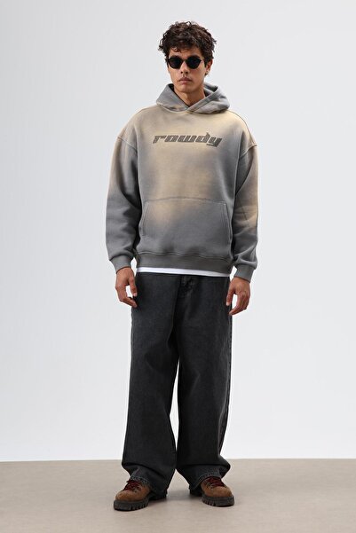 VAMOSCLO Oversized Printed Washable Hoodie Smoked