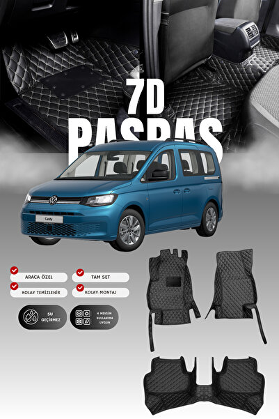 stiloto فولكس فاجن كادي (2021 وما بعده) حصيرة أرضية للسيارة من الجلد 7D |   ح...